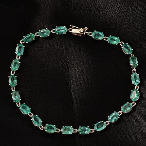 Doorbuster Luxoro AAA Kafubu River Emerald 9.00 ctw Tennis Bracelet in 10K Yellow Gold (7.25 In)