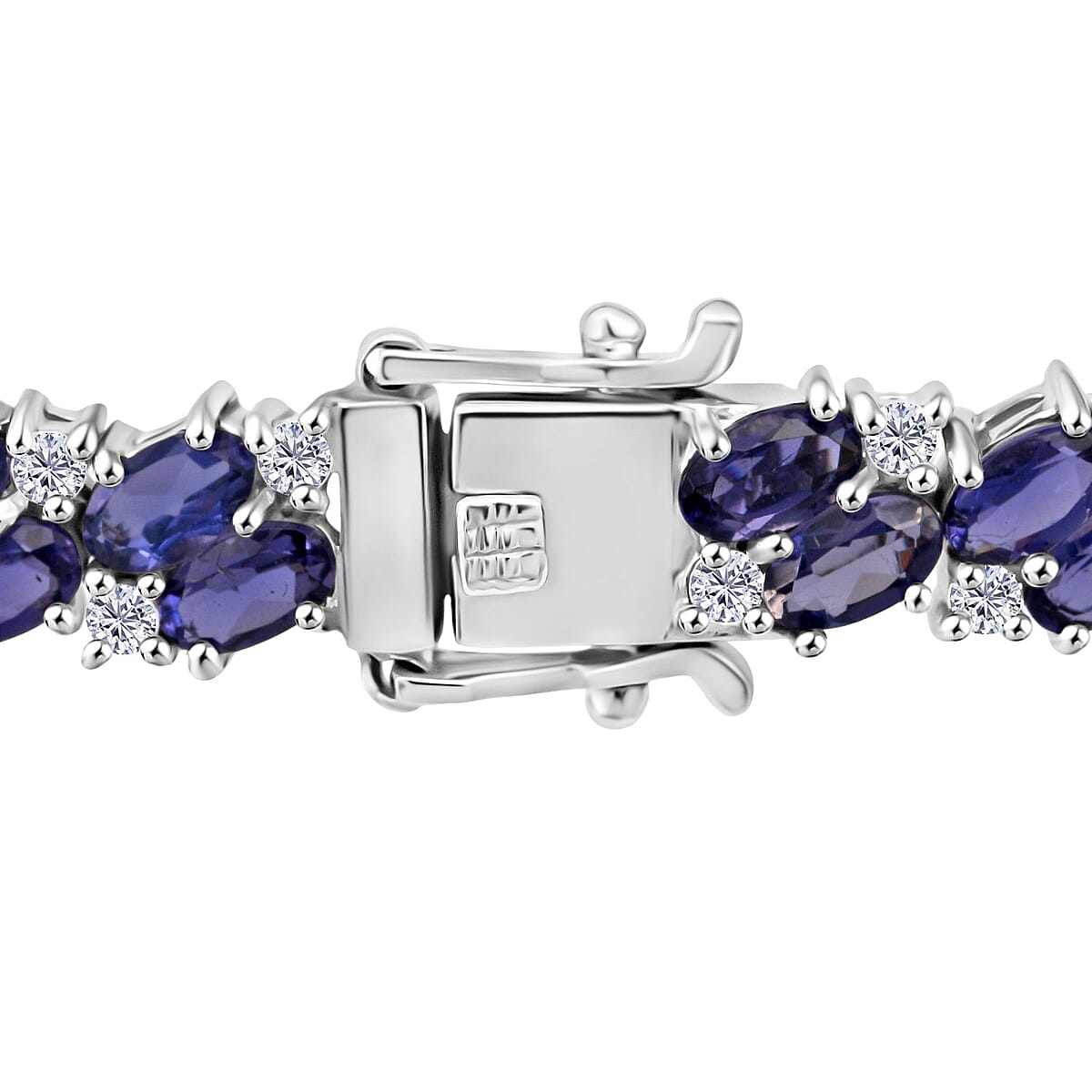D'Joy Catalina Iolite and Moissanite 11.20 ctw Bracelet in Rhodium Over Sterling Silver (7.25 In) image number 3