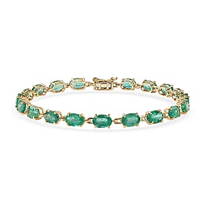  Luxoro  Premium Kafubu River Emerald 8.75 ctw Tennis Bracelet in 10K Yellow Gold (6.50 In)