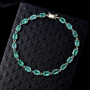  Luxoro  Premium Kafubu River Emerald 8.75 ctw Tennis Bracelet in 10K Yellow Gold (6.50 In)