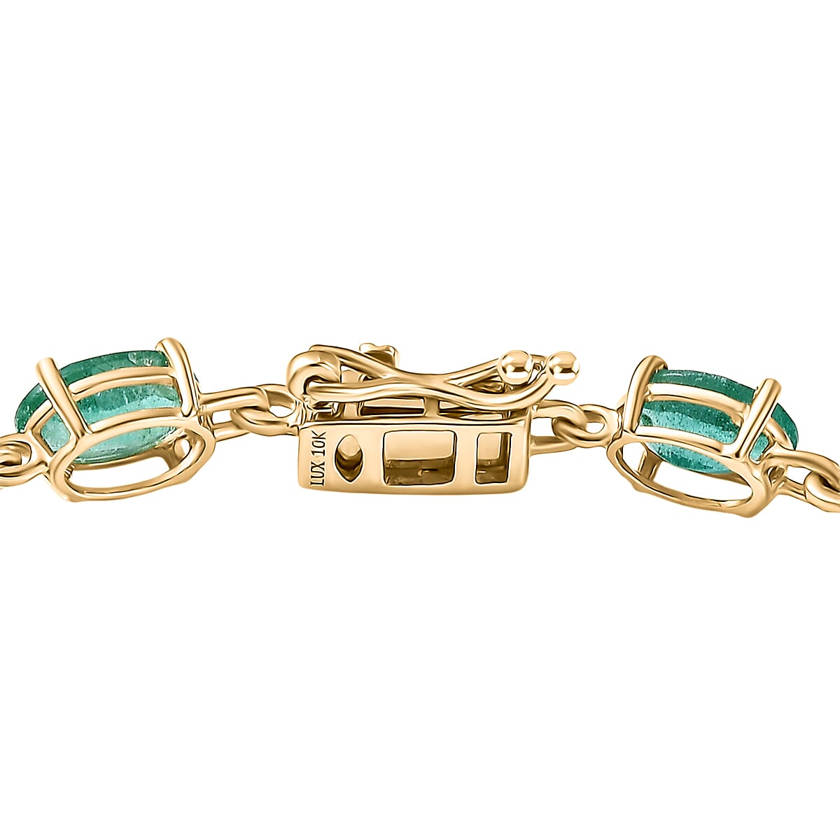  Luxoro  Premium Kafubu River Emerald 8.75 ctw Tennis Bracelet in 10K Yellow Gold (6.50 In) image number 3