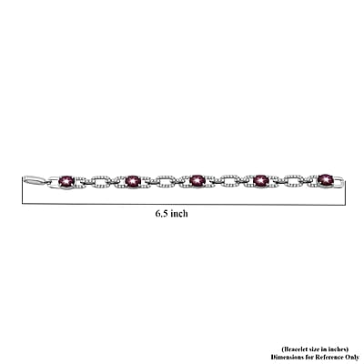 D'Joy Indian Star Ruby, White Zircon Bracelet in Rhodium Over Sterling Silver 9.25 ctw (6.50 Inches)