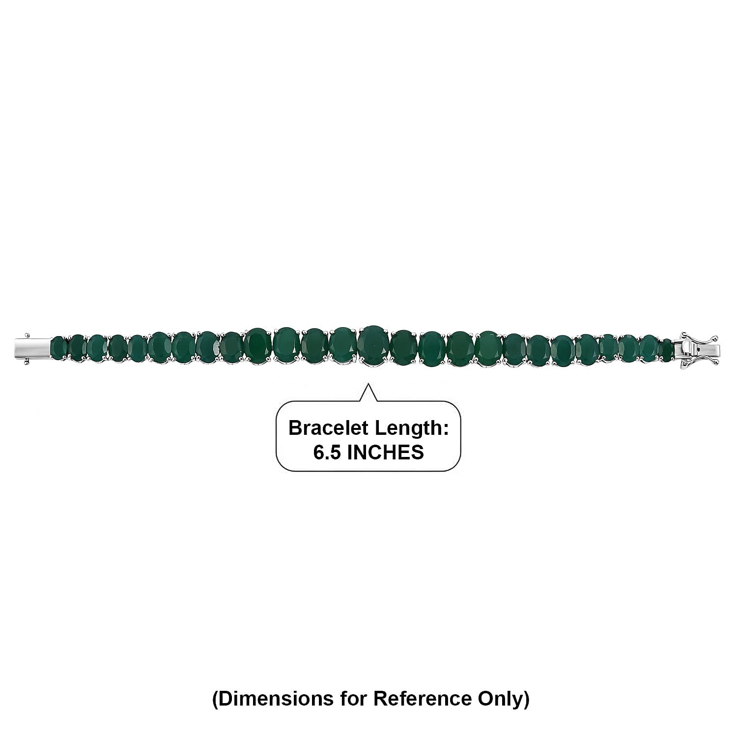 EverTrue Verde Onyx 31.00 ctw Graduated Radiance Tennis Bracelet in Platinum Bond (6.50 In)
