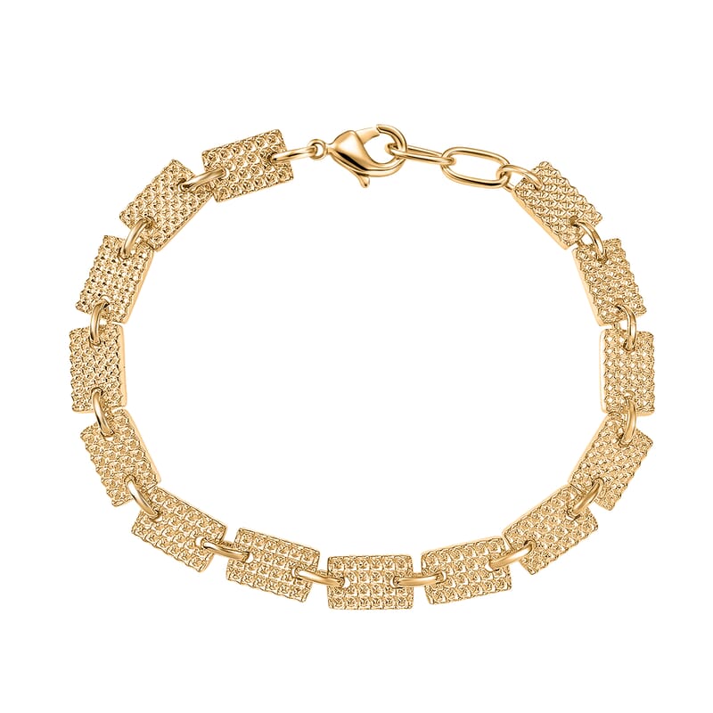 EverTrue Bronzella Collection Bar Link Bracelet in 18K Yellow Gold Plated Bronze (7.25 In)