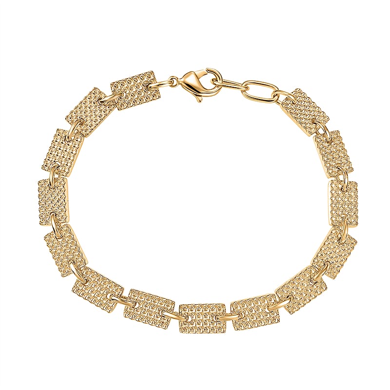 EverTrue Brozella Collection Motif Linked Bracelet in 18K Yellow Gold Plated Bronze (7.25 In)