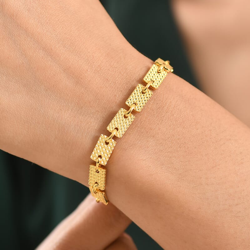 EverTrue Bronzella Collection Bar Link Bracelet in 18K Yellow Gold Plated Bronze (7.25 In)