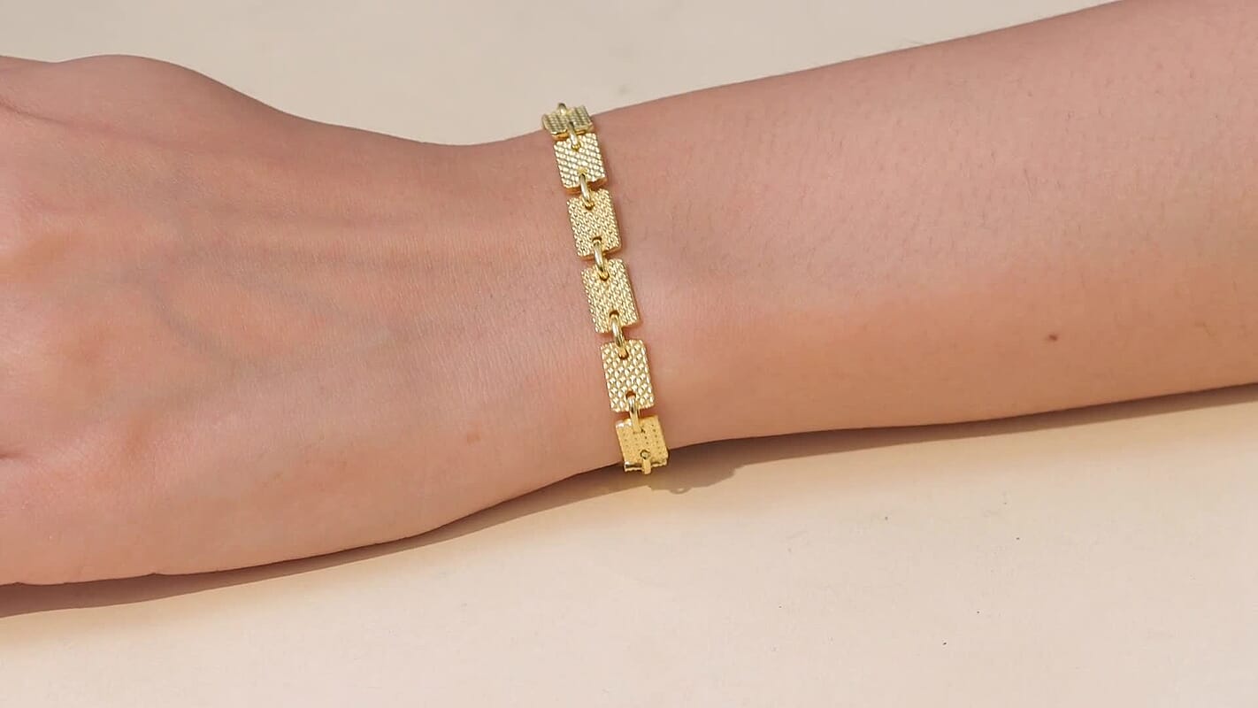 EverTrue Motif Linked Bracelet (Size - 6.5) in 18K YG Plated Bronze (6.50 In)