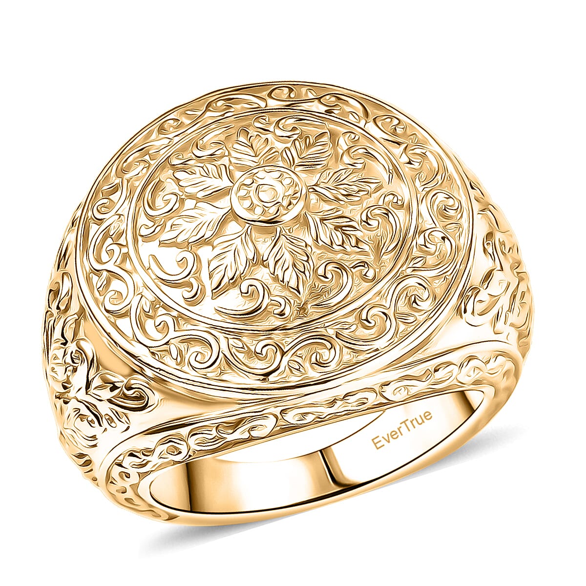 EverTrue Bronzella Collection Botanical Crest Ring in 18K YG Plated Bronze (Size 10.0)