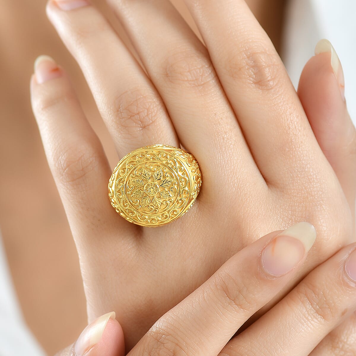 EverTrue Bronzella Collection Botanical Crest Ring in 18K YG Plated Bronze (Size 5.0) image number 2