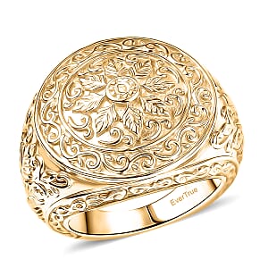 EverTrue Bronzella Collection Botanical Crest Ring in 18K YG Plated Bronze (Size 10.0)