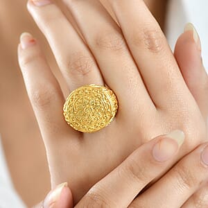 EverTrue Bronzella Collection Botanical Crest Ring in 18K Yellow Gold Plated Bronze (Size 6.0)