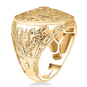 EverTrue Bronzella Collection Botanical Crest Ring in 18K Yellow Gold Plated Bronze (Size 6.0)