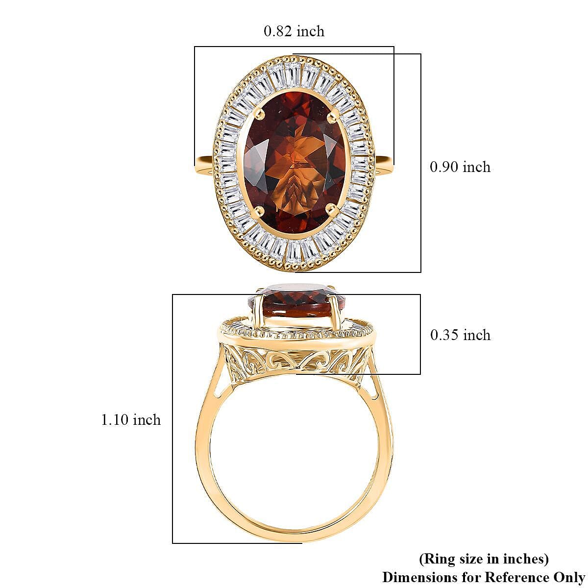 D'Joy Premium Red Citrine, Moissanite Ring in 18K Vermeil YG Over Sterling Silver (Size 10.0) 6.10 ctw image number 5