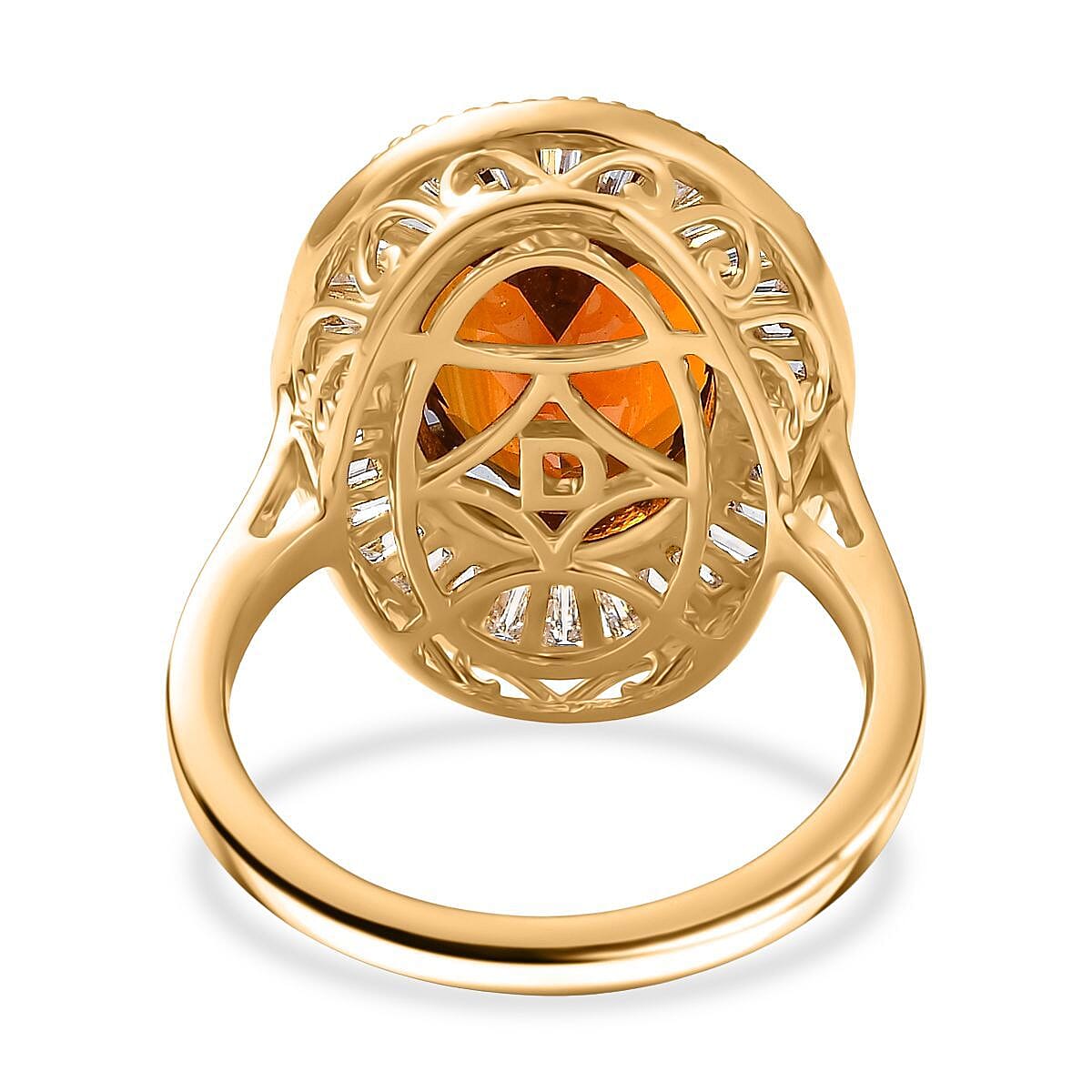 D'Joy Premium Red Citrine and Moissanite 6.10 ctw Crown of Flame Ring in 18K Vermeil Yellow Gold Over Sterling Silver (Size 6.0)  image number 4