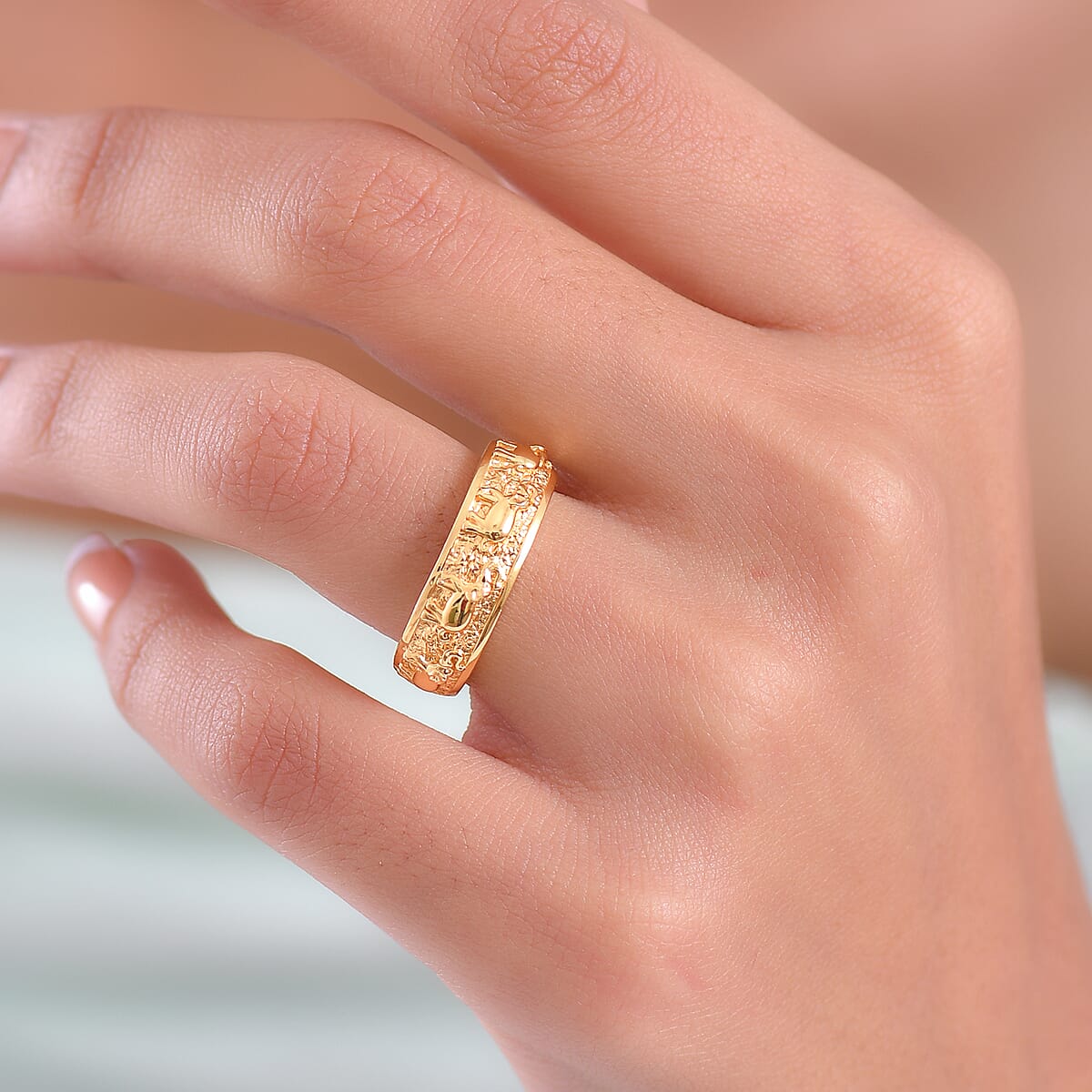 EverTrue Bronzella Collection Majestic Elephant Ring in 18K YG Plated Bronze (Size 5.0) image number 2