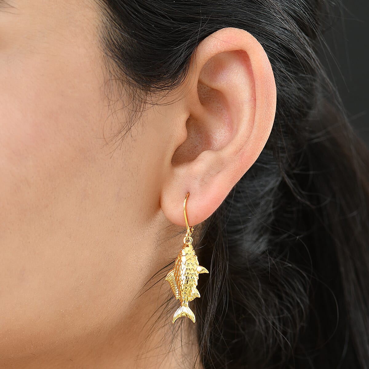 EverTrue Bronzella Collection Flowing Water and Fish Earrings in 18K YG Plated Bronze image number 2