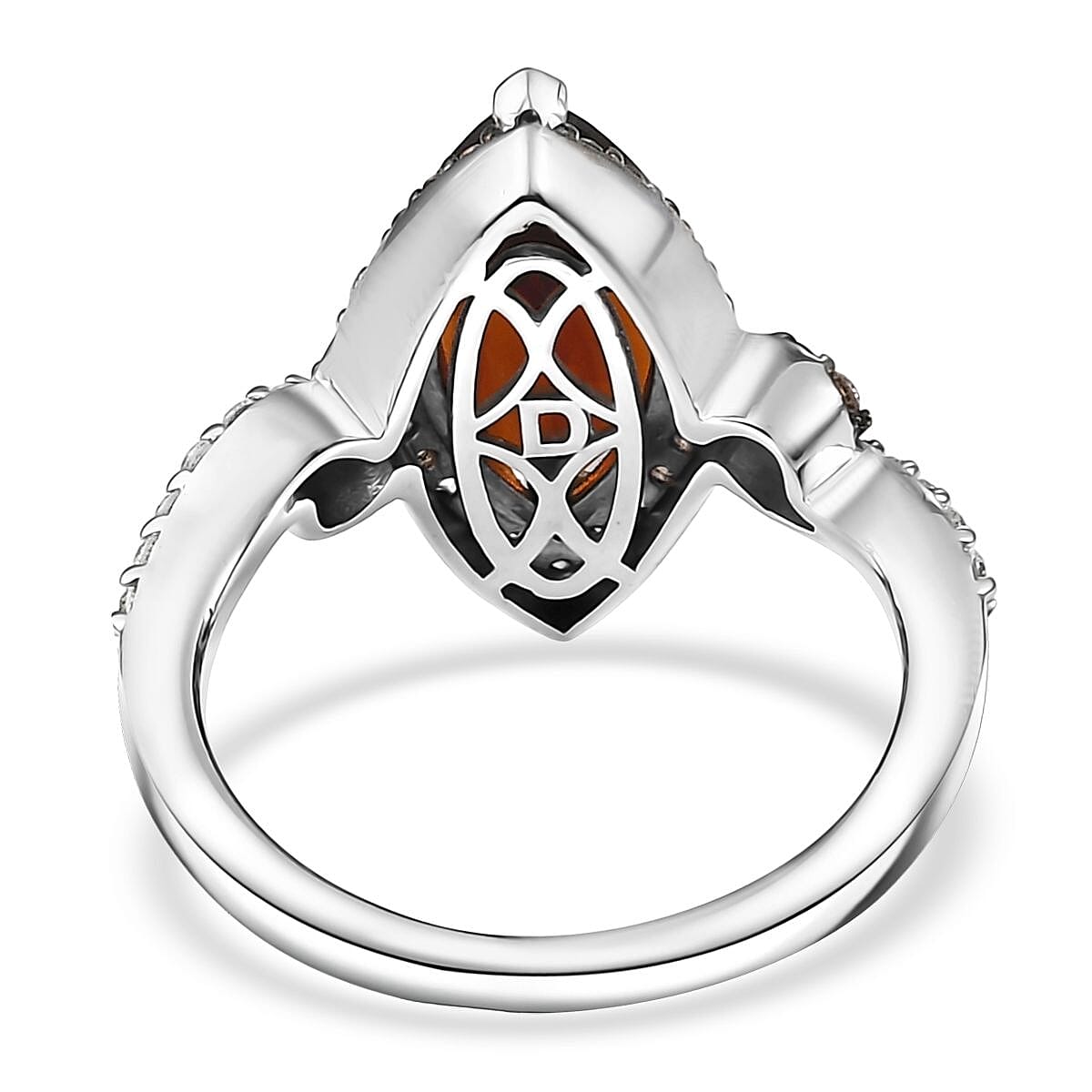 D'Joy Premium Red Citrine, White and Champagne Zircon 2.90 ctw Whisper of Fire Ring in Rhodium Over Sterling Silver (Size 8.0) image number 4