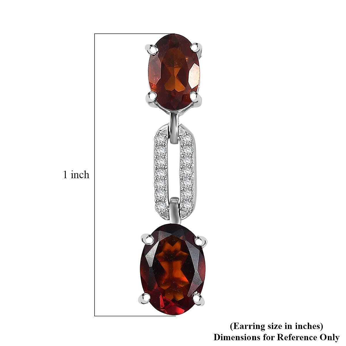 D'Joy Premium Red Citrine and Moissanite 2.50 ctw Chain of Flames Earrings in Rhodium Over Sterling Silver image number 5
