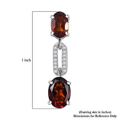 D'Joy Premium Red Citrine and Moissanite 2.50 ctw Chain of Flames Earrings in Rhodium Over Sterling Silver