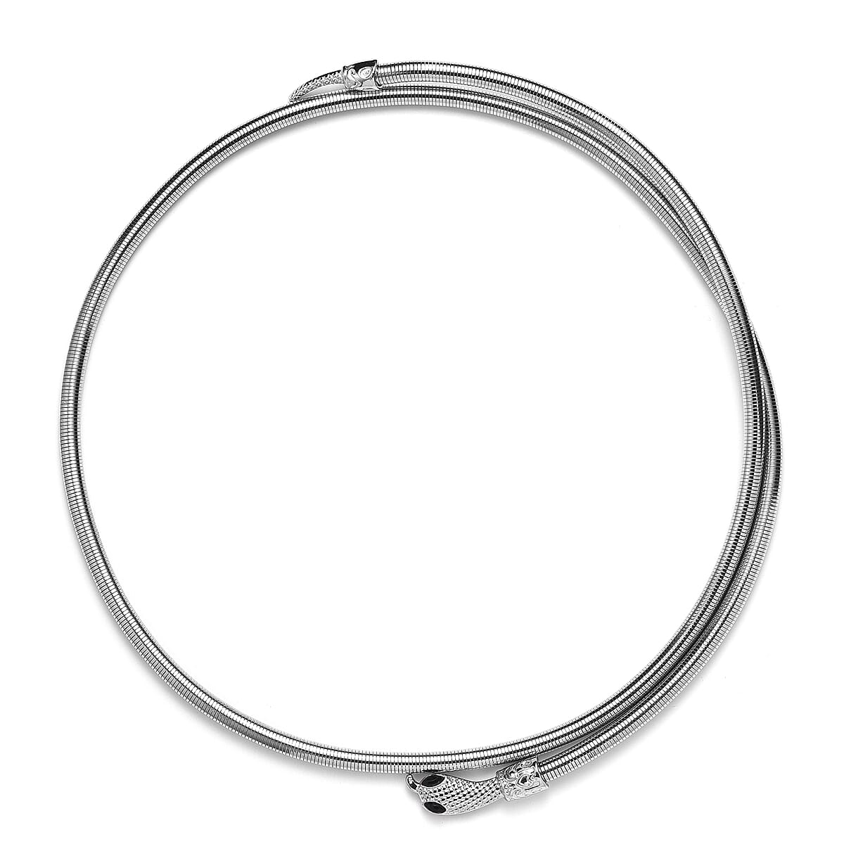 Black Austrian Crystal Serpentine Necklace in Silvertone 36-39.5 Inches image number 3