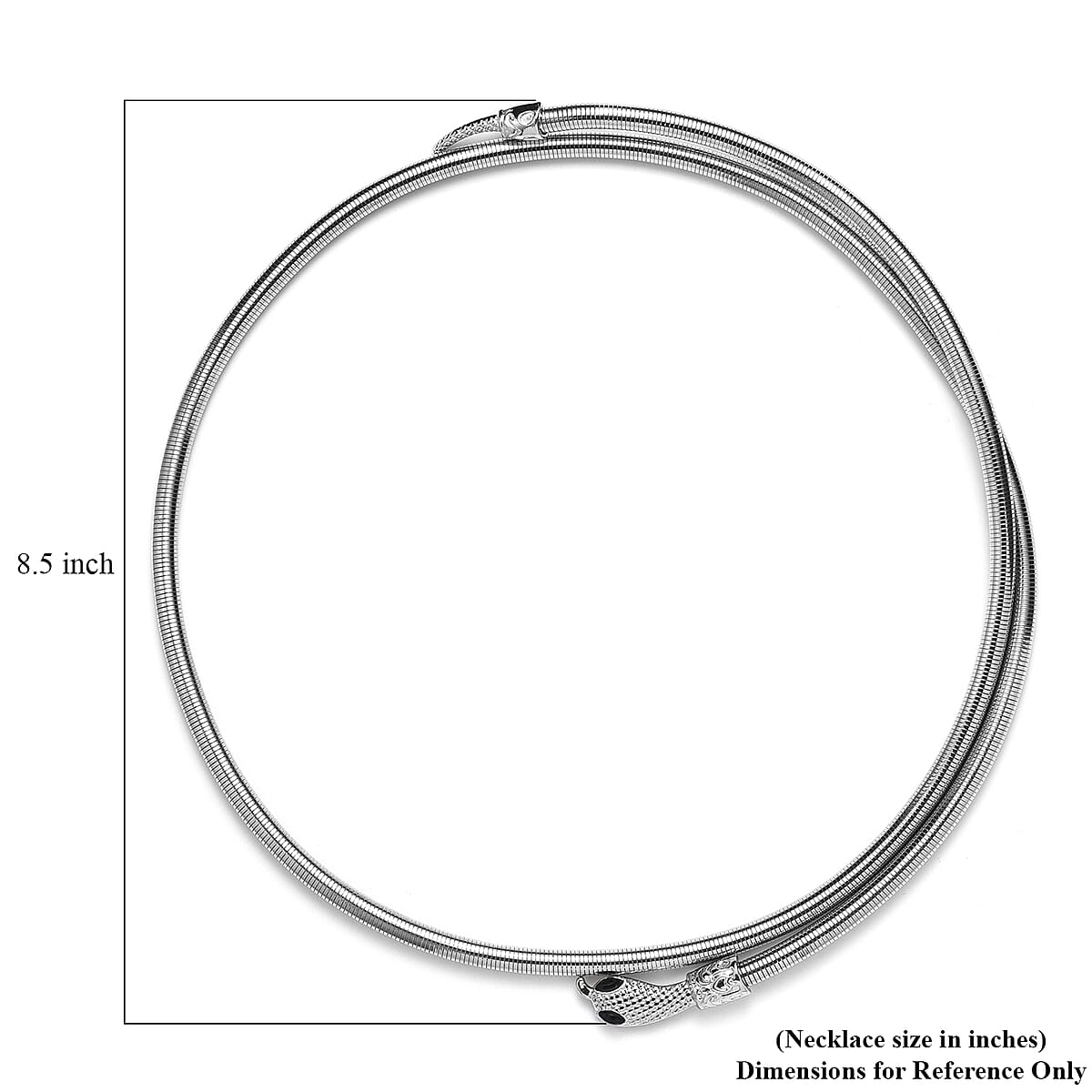 Black Austrian Crystal Serpentine Necklace in Silvertone 36-39.5 Inches image number 5