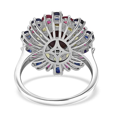D'Joy Star Ruby, Multi Gemstone Ring in Rhodium Over Sterling Silver 10.20 ctw (Size 6.0)