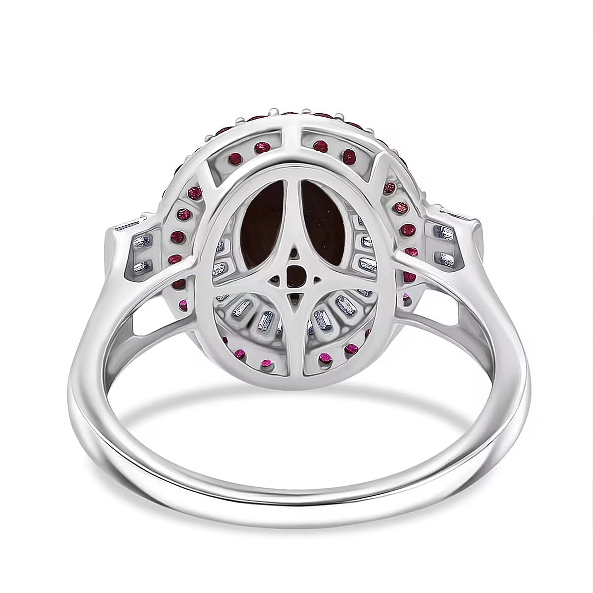 D'Joy Indian Star Ruby, Multi Gemstone Star Ring in Rhodium Over Sterling Silver 5.50 ctw (Size 10.0) image number 6