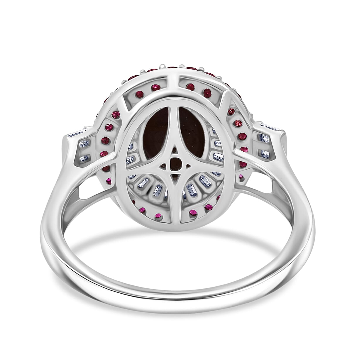 D'Joy Premium Indian Star Ruby and Multi Gemstone 5.50 ctw Ring in Rhodium Over Sterling Silver (Size 9.0) image number 4