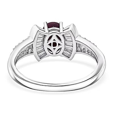 D'Joy Star Ruby, Moissanite Ring in Rhodium Over Sterling Silver 3.15 ctw (Size 10.0)