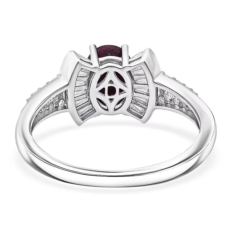 D'Joy Star Ruby, Moissanite Ring in Rhodium Over Sterling Silver 3.15 ctw (Size 10.0)