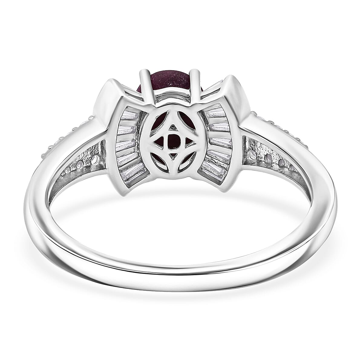 D'Joy Star Ruby, Moissanite Ring in Rhodium Over Sterling Silver 3.15 ctw (Size 9.0) image number 4