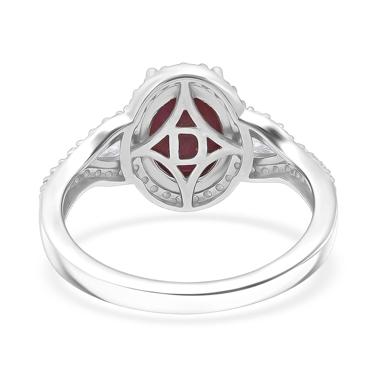 D'Joy Star Ruby, Moissanite Ring in Rhodium Over Sterling Silver 4.30 ctw (Size 7.0) image number 4