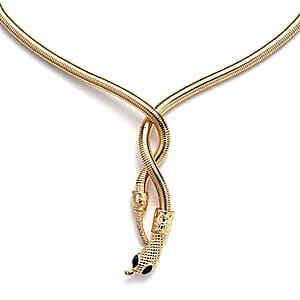 Black Austrian Crystal Serpentine Necklace in Goldtone 36-39.5 Inches