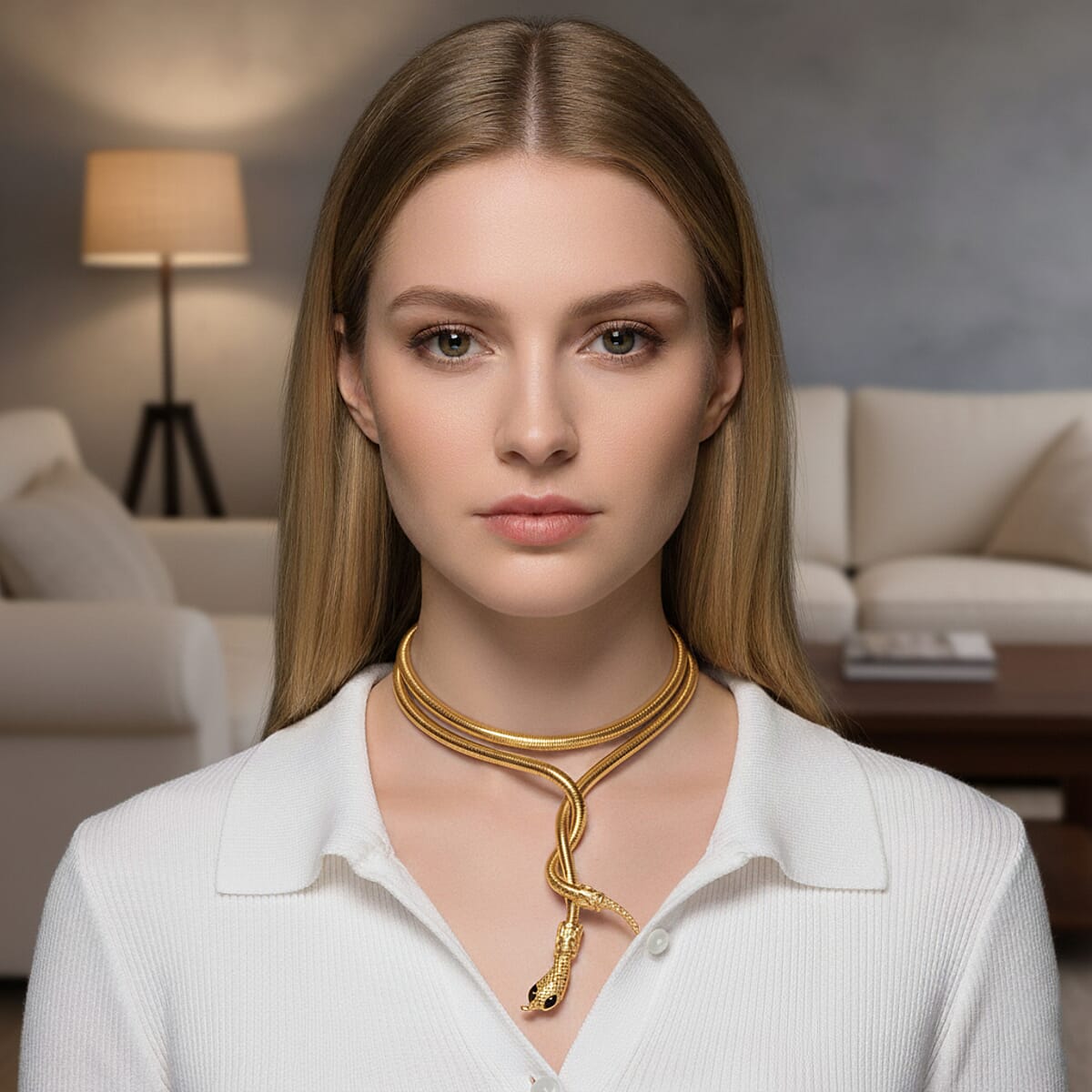 Black Austrian Crystal Serpentine Necklace in Goldtone 36-39.5 Inches image number 2