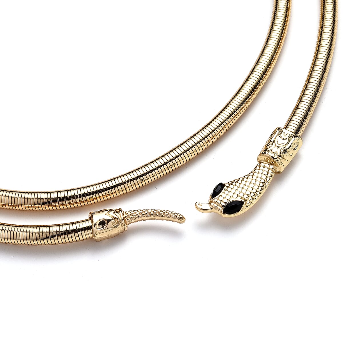 Black Austrian Crystal Serpentine Necklace in Goldtone 36-39.5 Inches image number 4