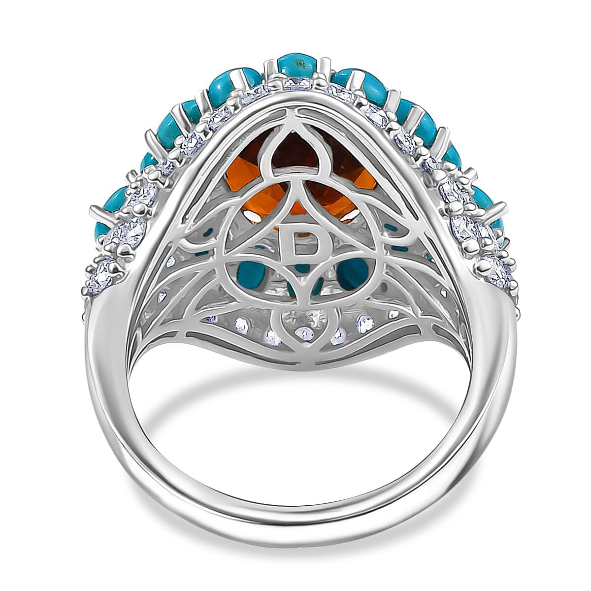 D'Joy Premium Red Citrine and Multi Gemstone 8.25 ctw Fire & Sky Ring in Rhodium Over Sterling Silver (Size 6.0)  image number 4