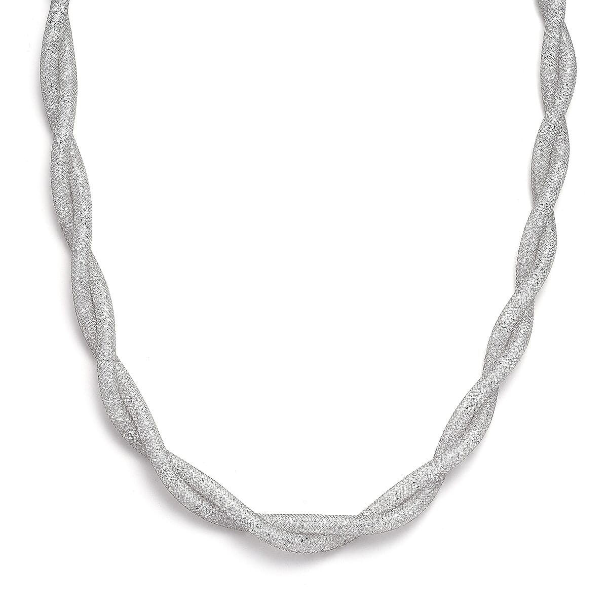 Austrian Crystal Twisted Rope Necklace (20-22 Inches) in Silvertone image number 0