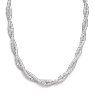 Austrian Crystal Twisted Rope Necklace in Silvertone 20-22 Inches