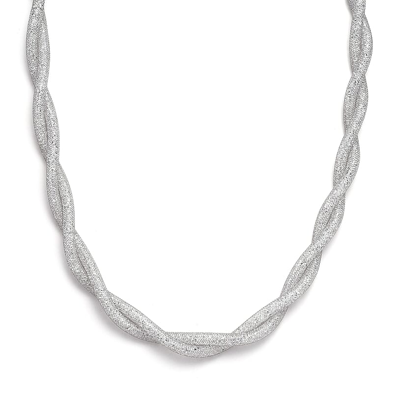 Austrian Crystal Twisted Rope Necklace in Silvertone 20-22 Inches