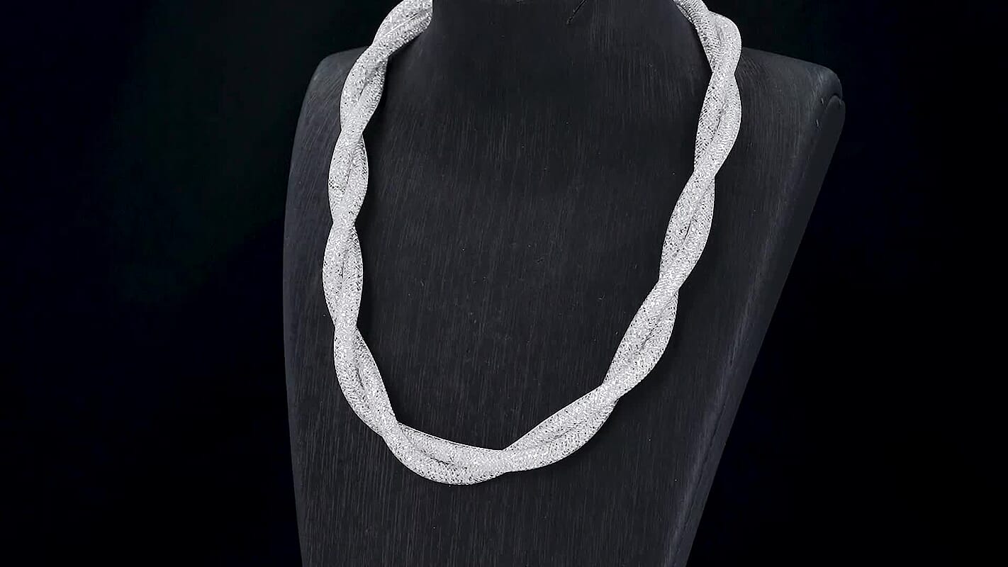 Austrian Crystal Twisted Rope Necklace (20-22 Inches) in Silvertone
