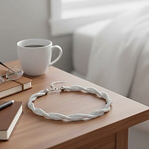 Austrian Crystal Twisted Rope Necklace in Silvertone 20-22 Inches