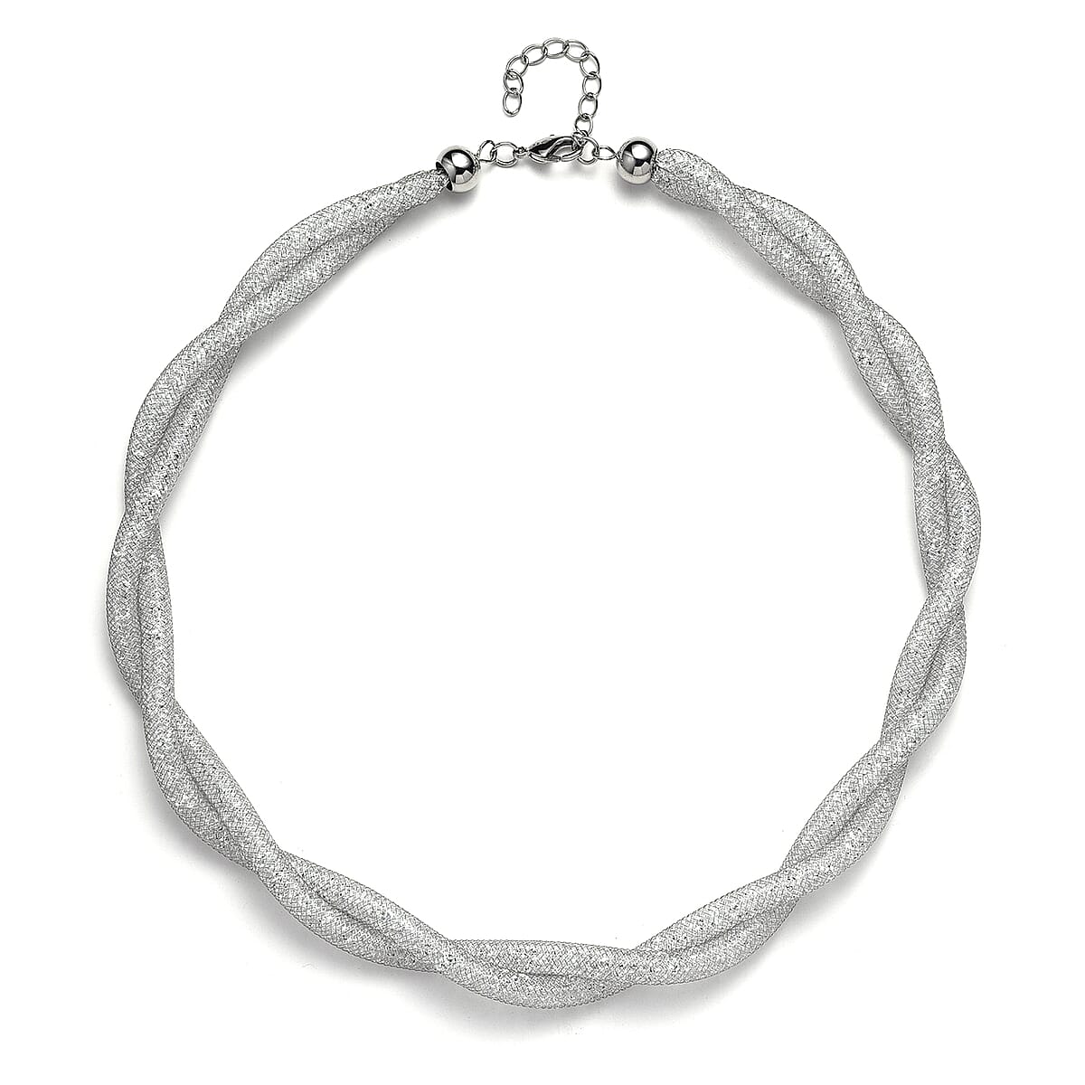 Austrian Crystal Twisted Rope Necklace (20-22 Inches) in Silvertone image number 3