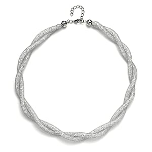 Austrian Crystal Twisted Rope Necklace in Silvertone 20-22 Inches