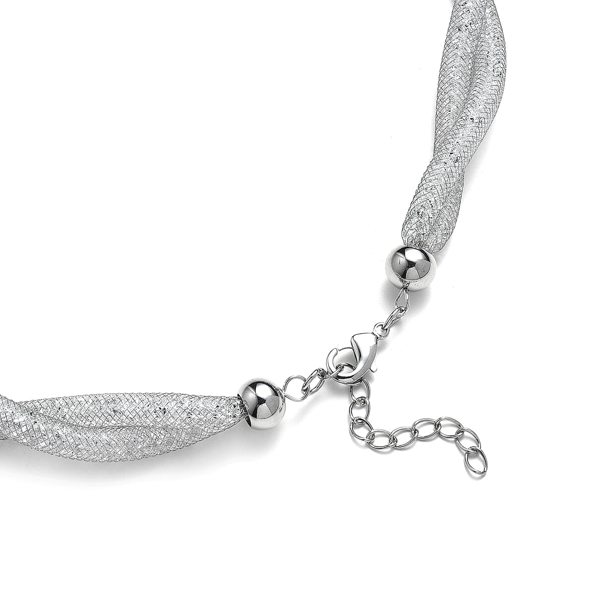 Austrian Crystal Twisted Rope Necklace (20-22 Inches) in Silvertone image number 4