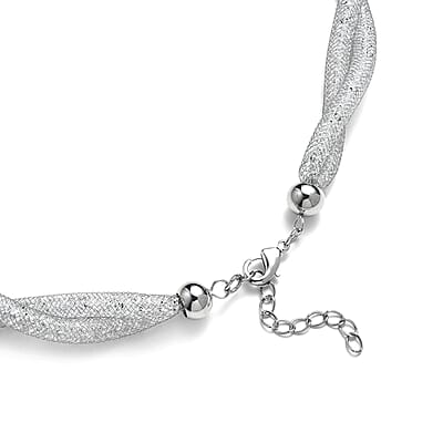 Austrian Crystal Twisted Rope Necklace in Silvertone 20-22 Inches