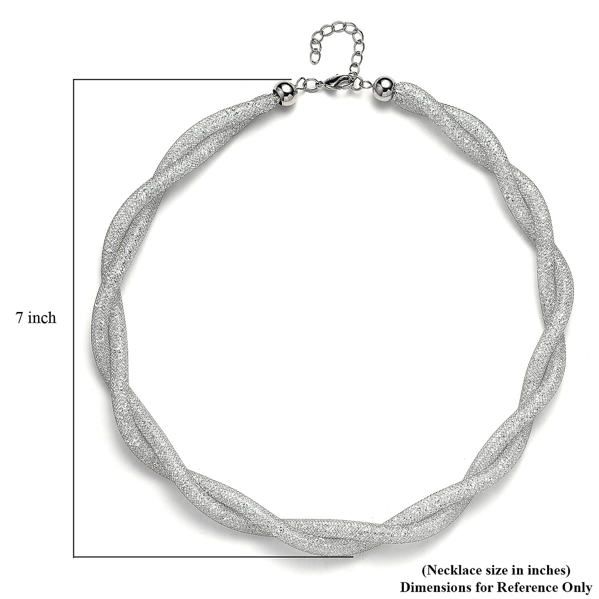 Austrian Crystal Twisted Rope Necklace (20-22 Inches) in Silvertone image number 5