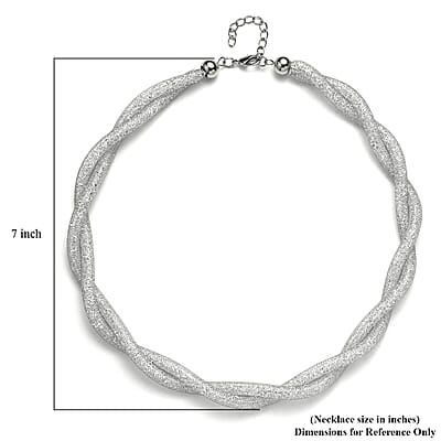 Austrian Crystal Twisted Rope Necklace in Silvertone 20-22 Inches