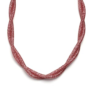 PInk Austrian Crystal Twisted Rope Necklace in Rosetone 20-22 Inches