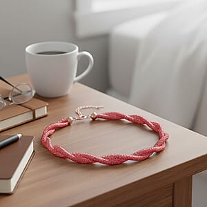 PInk Austrian Crystal Twisted Rope Necklace in Rosetone 20-22 Inches