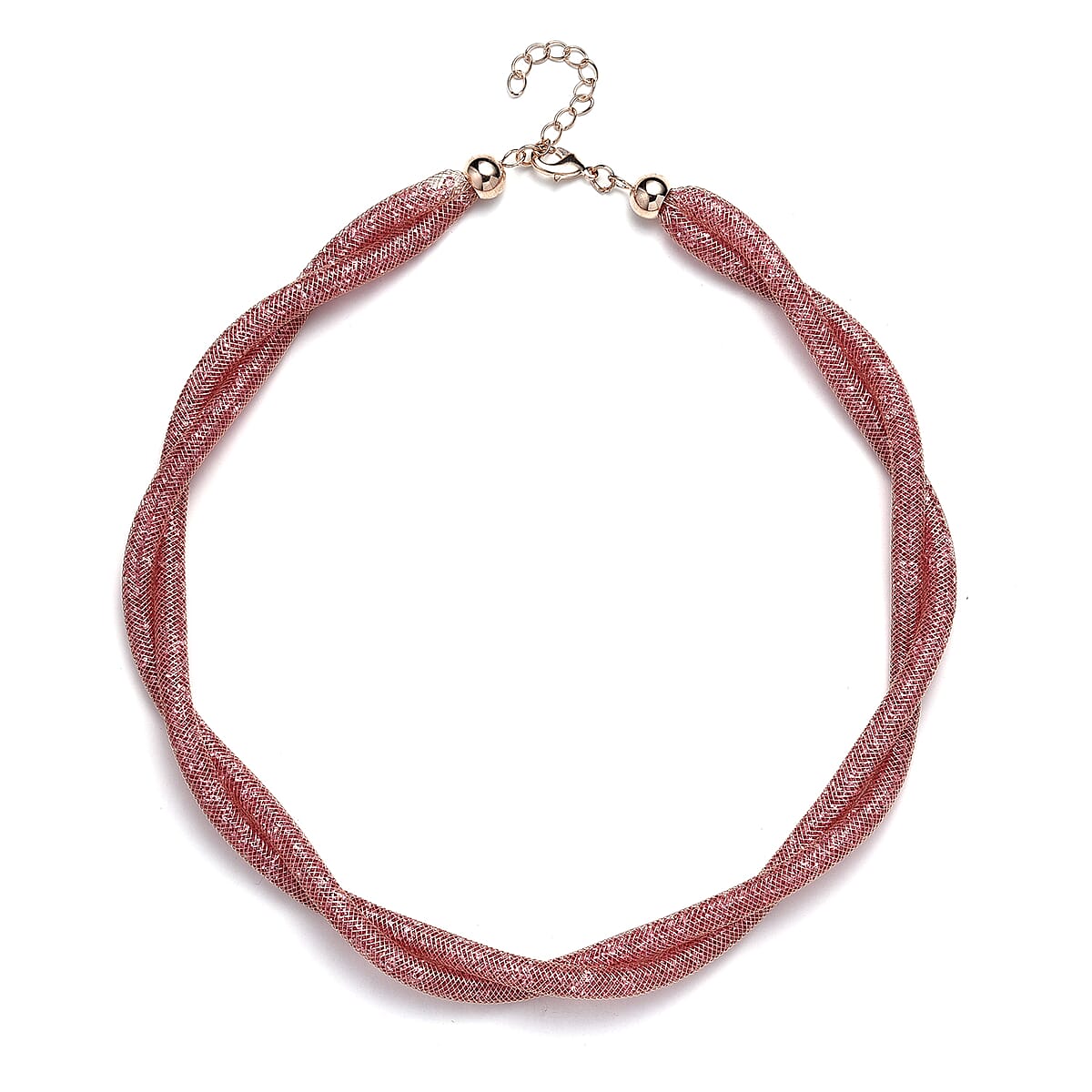 PInk Austrian Crystal Twisted Rope Necklace in Rosetone 20-22 Inches image number 3